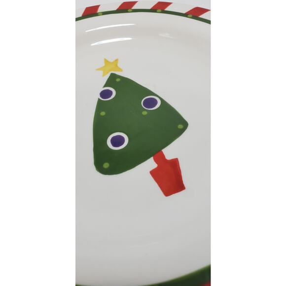 Pier 1 Hand Painted Ironstone Christmas Tree/Candy Cane Salad Plate (Set of 2) - Picture 5 of 5
